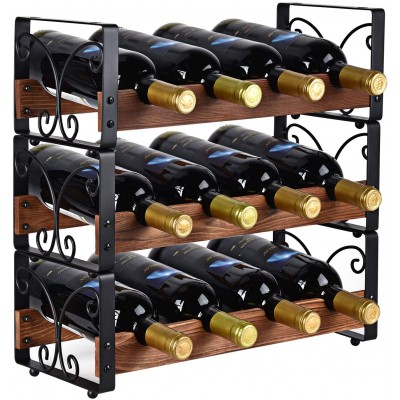 3 Tier Stackable Wine Rack Freestanding 12 Bottles Organizer Holder Stand Countertop Liquor Storage Shelf